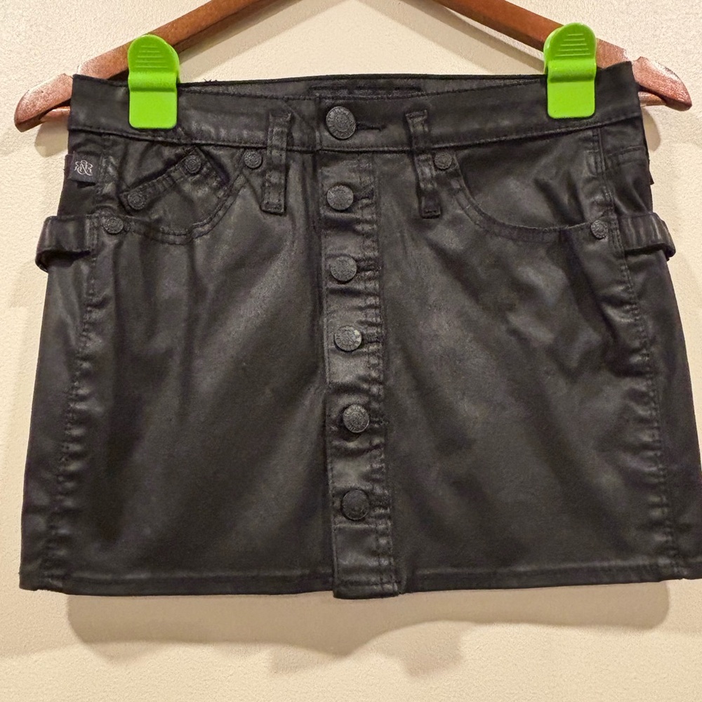 Rock‎ & Republic Black Button-Front Mini Skirt